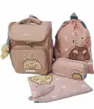 Рюкзак LOREX KIDS CLASSIC COOKIE BEAR 16 л бежевый мягкий 1 отделение молния держатель для карточек, брелок, пенал 3 секции, папка для тетрадей, мешок для обуви д/девочек 36x28x16 см