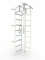 Шведская стенка с подвижным турником (кольца гимнастические, канат, лестница веревочная) бело-серый