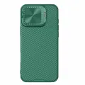Чехол зеленого цвета (Dark Green) с металлической откидной крышкой для камеры от Nillkin на iPhone 16 Pro Max, серия CamShield Prop Case