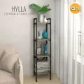 Стеллаж HYLLA LOFT, серый, напольный, модульный шкаф с 4 деревянными полками, 141х34х30 см, гростат