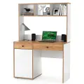 Вуди Стол письменный 12.42 + Надстройка на стол 13.161, цвет белый премиум/дуб крафт золотой
