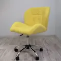 Стул для мастера со спинкой, Ракушка, большой, FitBest, велюр, хром, колеса, желтый