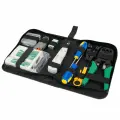 Набор инструментов для работ с витой парой и сетевым кабелем: LAN тестер, стриппер, кремпер, отвертки, обжимные клещи для RG45, RG11