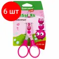 Комплект 6 шт, Ножницы BRAUBERG Kid Series, 130 мм, розовые, с цветной печатью Поросята, закругленные, 232272