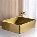 Раковина в ванную накладная на столешницу из нержавеющей стали, матовое золото