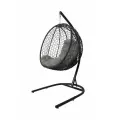 Подвесное кресло капля складная, с ротангом чёрное, серая подушка