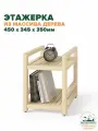 Этажерка деревянная 45х35х35 см, стеллаж напольный универсальный 2 полки