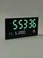 Часы электронные настенные, 47.5x25.3 см, зелёные цифры, тип питания: от батареек