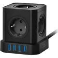 Сетевой фильтр Cablexpert Tower 5 розетки 10А 4хUSB 3.1А 3 метра уровень защиты 4+ черный