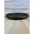 Поддон из искусственного ротанга для горшков/кашпо. 33 см. Черный с золотом (Царская ночь).