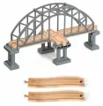 Железнодорожный мост с перекрестком и подъемными рельсами для детской деревянной железной дороги