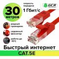 LAN кабель UTP cat.5e 1 Гбит/с RJ45 LAN CCA для интернета контакты 24K GOLD (GCR-LNC500) Красный 30.0м