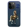 Чехол для iPhone 15 Pro Santa Barbara Polo & Racquet Club Ravel Boris Series Leather Case / Противоударный чехол / Синий