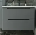 Тумба с раковиной Style Line Марелла 80 подвесная, серая матовая, узкая 40 см