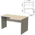 Стол письменный Бюджет эргономичный , 1360х900х740 мм, правый, дуб шамони светлый, 402663-430