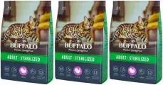 Mr.Buffalo ADULT STERILIZED сухой корм для кошек Индейка 400г (3 штуки)