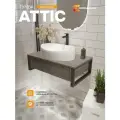 Подвесная тумба под раковину в ванную 80х48 см ATTIC, цвет Бетон темно-серый, MODULEASY Ц0000037806