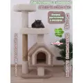 Когтеточка для кошек с домиком и игрушкой Етк Зоо Кошкин дом 134, 134 х 67 х 44 см, ковролин, когтеточка джут
