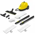 Пароочиститель для дома Karcher SC 2 EasyFix, белый + аксессуары VELERCART: 2 салфетки для пола, 2 ручные обтяжки, 4 пластиковые щёточки и 2 латунные