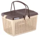 Корзина для пикника Альтернатива с двумя крышками, из пластика, светло-коричневого цвета, 445х340х250мм / для отдыха на природе