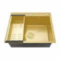 Мойка для кухни Gappo с коландером GS6050-3, нержавеющая сталь, сатиновое золото