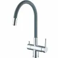 Смеситель для кухни Gappo G4398-30 с гибким изливом, с краном для питьевой воды, с поворотным изливом, хром, глянцевый, однорычажный, латунный, с керамическим картриджем