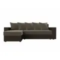 Диван угловой Дубай Лайт левый угол, велюр коричневый, экокожа коричневая
