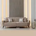Диван-кровать Лотос, раскладной, еврокнижка, прямой, двуспальный, с ящиком для белья, ткань велюр, бежевый