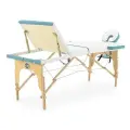 Стол массажный складной MedMos JF-AY01 3-х секционный на деревянной раме, белый/бирюзовый