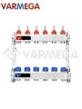 Распределительный коллектор (группа) с расходомерами Varmega VM15106 ВР 1, на 6 контуров 3/4 EK, нержавеющая сталь