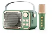 Портативный беспроводной микрофон Soundbox/ мини-колонка для караоке/ музыкальный плеер в стиле ретро с поддержкой TF-карты/Bluetooth-динамик/ AUX/