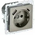 BRITE Розетка одноместная с заземлением с защитными шторками 16А с USB A+C 18Вт РЮш11-1-БрШ шампань IEK