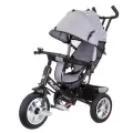 Велосипед 3-колесный, PILOT, серый, надувные колеса 12 и 10, сумка, коляска, крыша