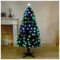 Искусственная фиброоптическая ёлка Звезда 150 см, новогодняя красивая зелёная ель с подсветкой, светящаяся напольная пышная ёлочка с огоньками для дома на Новый год, d нижнего яруса 76 см, 170 веток ПВХ