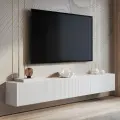 Тумба комод под телевизор Puzzlemebel Камелия, подвесная настенная консоль, 210 см, белый