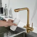 Смеситель для кухни с подключением фильтра питьевой воды Shevanik S228G Золотой сатин