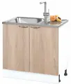 Шкаф кухонный напольный для мойки 80 см, дуб сонома, ножки регулируются