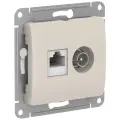 Розетка компьютерная + телевизионная 2-м Glossa RJ45 кат.5E + TV механизм молочн. Systeme Electric GSL000989