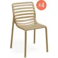 Комплект из 4-х садовых обеденных стульев NARDI Doga Bistrot, усиленный пластик, цвет капучино