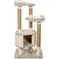 Комплекс для кошек с домиком, когтеточа высокая столбик Шустрик серый