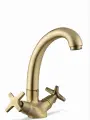 Смеситель для кухни с высоким изливом и вентильными ручками, античная бронза