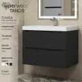 Тумба под раковину для ванной подвесная Uperwood Tanos 70х45х50 см, черная