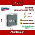 Розетка двойная компьютерная RJ45, грифель, Schneider Electric AtlasDesign (комплект 8шт)