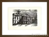 Оригинальная ксилография С. Б. Юдовина из цикла Карабиха. Некрасовские места: Фасад центрального здания