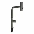 Смеситель для кухни, с выдвижной лейкой 360 - 4 режима + режим водопад, на гайке, графит