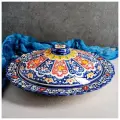 Блинница Риштанская Керамика Цветы, 37 см, синий
