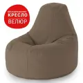 Кресло-мешок Bean Joy, бескаркасное кресло Люкс, пуфик мешок, размер 4ХL, велюр, коричневый