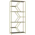 Стеллаж лофт интерьерный для книг MALTA MINI, золотой, керамика Antracite, 1750x800x300