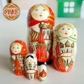 Матрешка деревянная детская развивающая игрушка Москва 5 мест 11 см Орнамент
