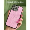 Нежный розовый чехол для iPhone 16 Pro Max питон